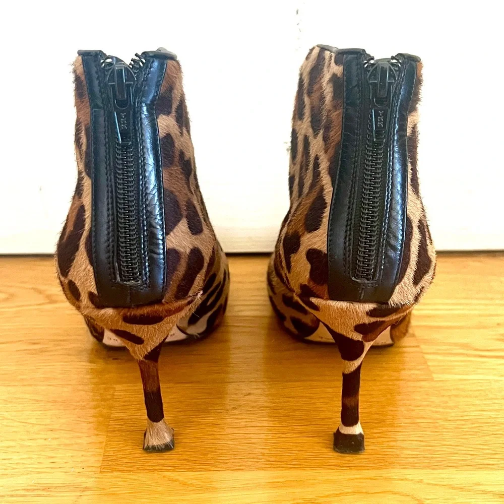 BRIAN ATWOOD Leopard Print Pony Hair Ankle Boots Booties - 36.5 / 6.5